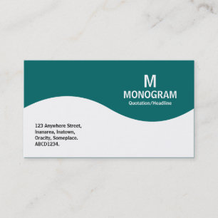 Carte De Visite Monogramme à demi onde - vert turquoise 006666