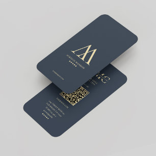 Carte De Visite Monogramme A M Logo Professionnel Moderne Bleu fon