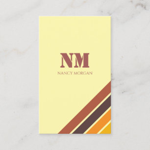 Carte De Visite Monogramme à rayures moderne minimaliste