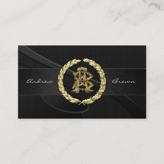 Carte De Visite Monogramme AB & BA [Gold+Fabric] (Devant)