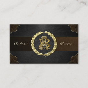 Carte De Visite Monogramme AB & BA [Or+Cuir]