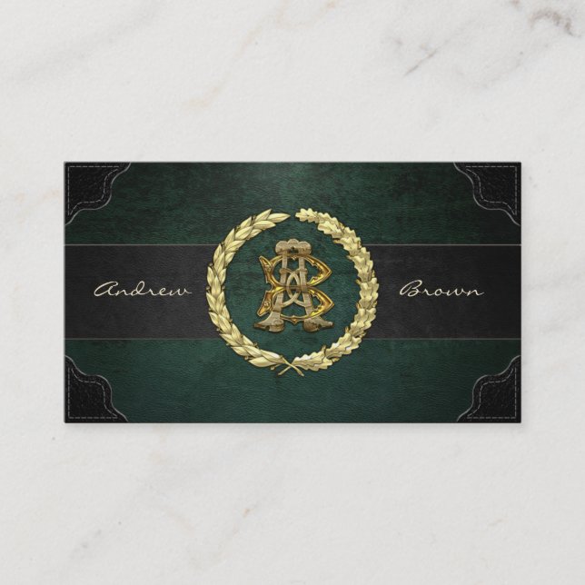 Carte De Visite Monogramme AB & BA [Or+Cuir] (Devant)