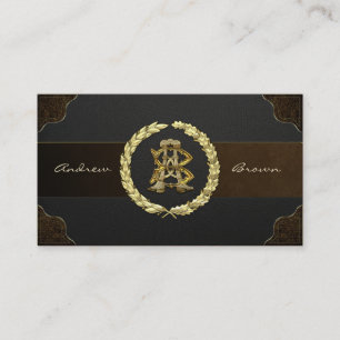 Carte De Visite Monogramme AB & BA [Or+Cuir]