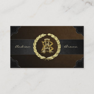 Carte De Visite Monogramme AB & BA [Or+Cuir]