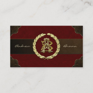 Carte De Visite Monogramme AB & BA [Or+Cuir]