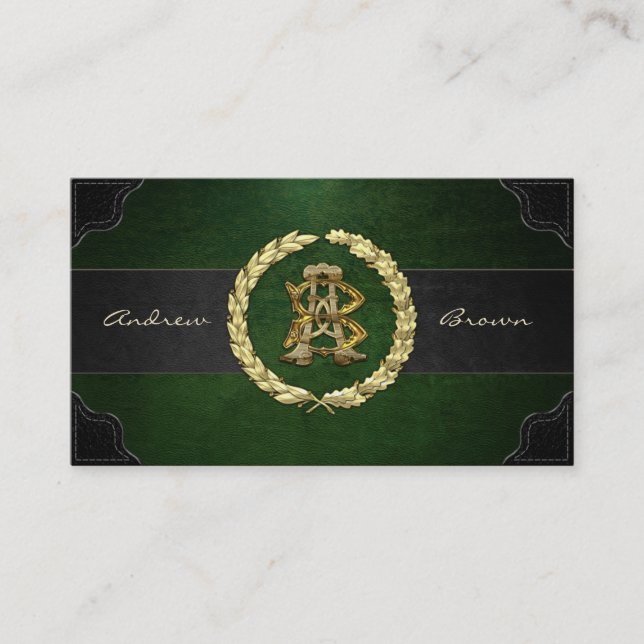 Carte De Visite Monogramme AB & BA [Or+Cuir] (Devant)