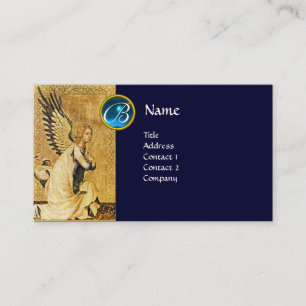 Carte De Visite MONOGRAMME ANGEL ANNONCE, Sapphire Bleu