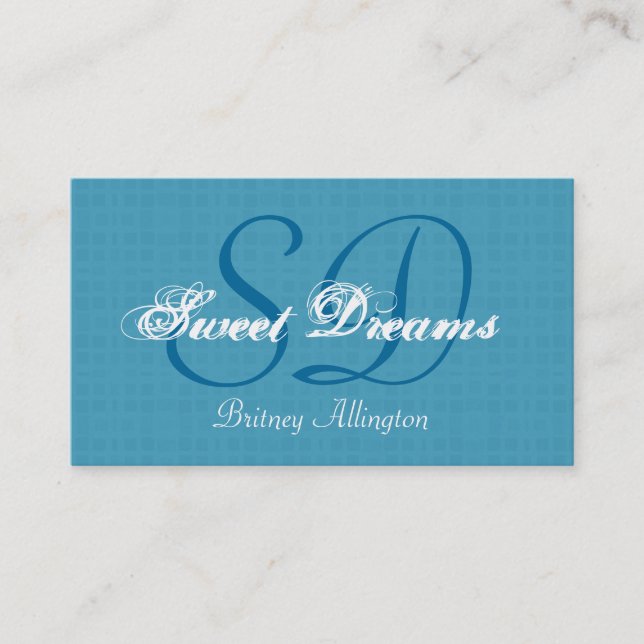 Carte De Visite Monogramme Aqua Custom V04 (Devant)