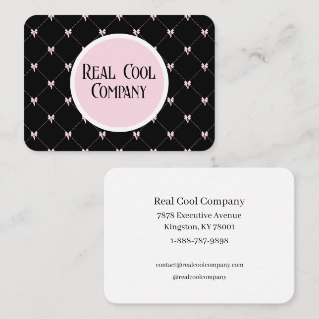 Carte De Visite Monogramme Arc-en-ciel Noir & Rose (Devant / Derrière)