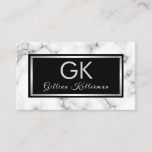Carte De Visite Monogramme argent en marbre tendance