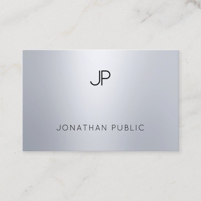 Carte De Visite Monogramme Argent Moderne Élégant Professionnel Si (Devant)