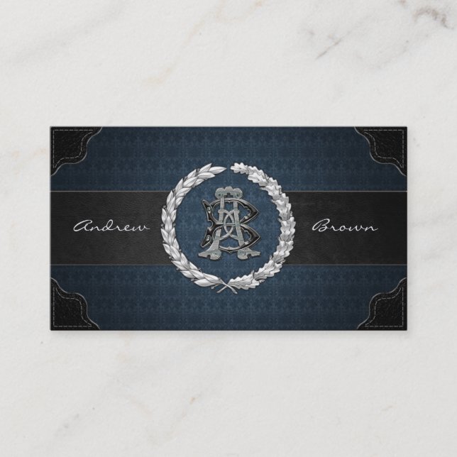 Carte De Visite Monogramme argenté AB & BA (Devant)