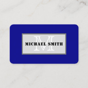 Carte De Visite Monogramme Arrière - plan bleu foncé clair