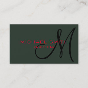Carte De Visite Monogramme arrière - plan de couleur verte noire