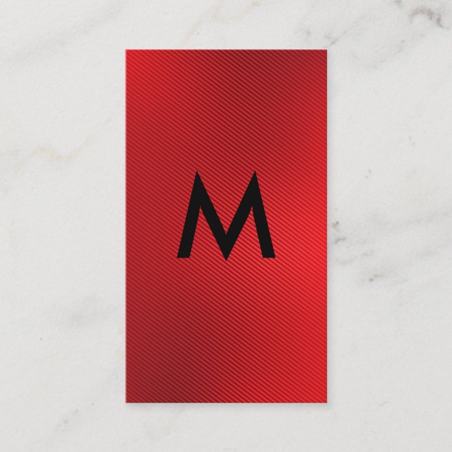 Carte De Visite Monogramme | Arrière - plan Lignes de texture roug (Devant)