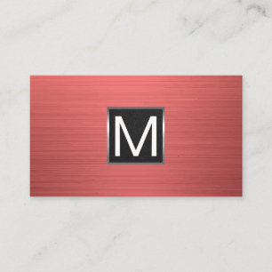 Carte De Visite Monogramme Arrière - plan rouge métallique