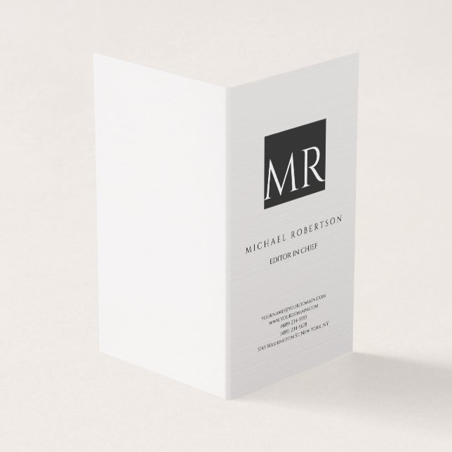 Carte De Visite Monogramme Attrayant Noir Blanc Moderne (Extérieur)