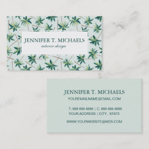 Carte De Visite Monogramme australien tropical de la paume   de
