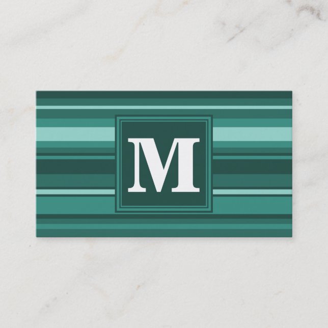 Carte De Visite Monogramme bandes turquoises (Devant)