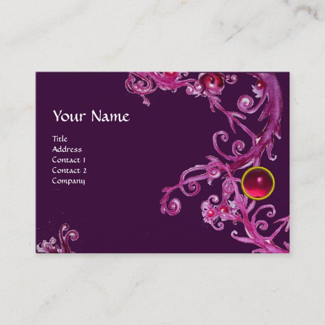 Carte De Visite MONOGRAMME BAROQUE FLORENTINE GEM rose (Devant)