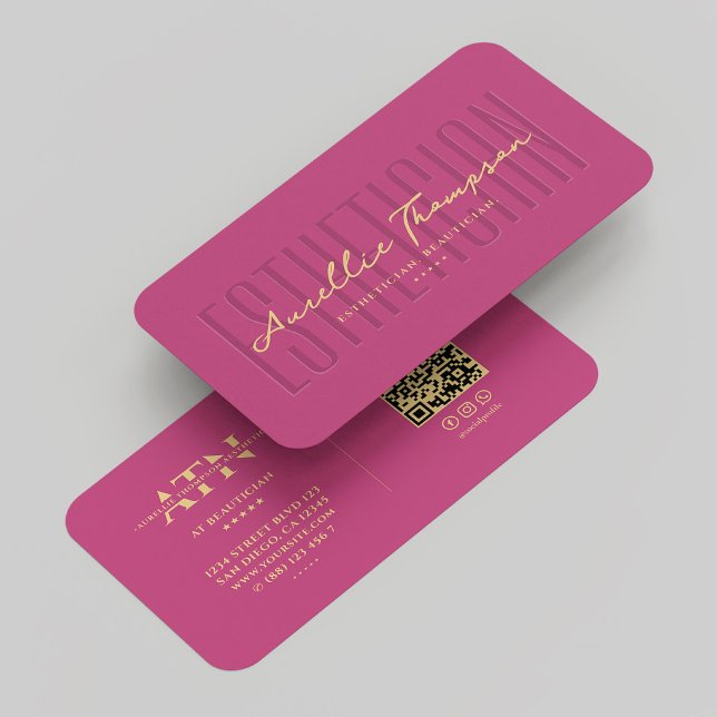 Carte De Visite Monogramme Beauticien Moderne Or Rose (Modern Beautician Monogram Pink Gold Business Card
)