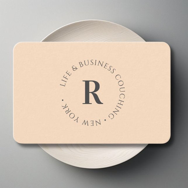 Carte De Visite Monogramme, beige minimal (Monogram, Minimum Beige Business Card)