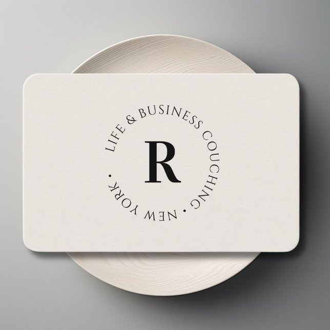 Carte De Visite Monogramme, beige minimal (Monogram, Minimum Beige Business Card)