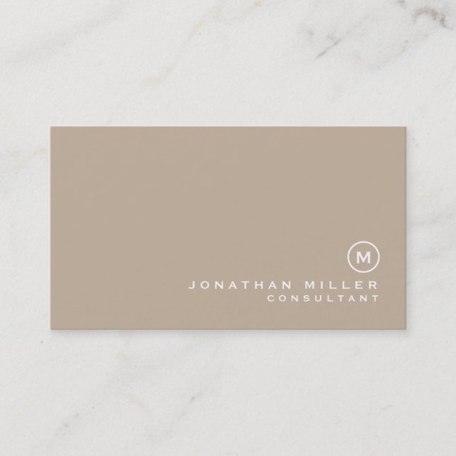 Carte De Visite Monogramme beige minimaliste (Devant)
