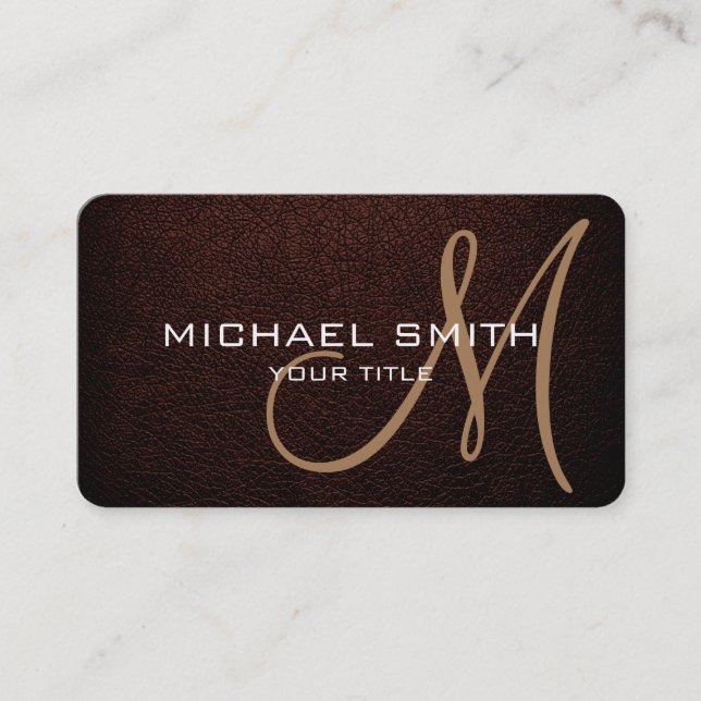 Carte De Visite Monogramme Black Bean Leather Look (Devant)