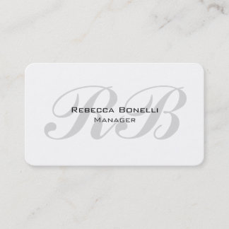 Carte De Visite Monogramme blanc arrondi Gray Manager unique