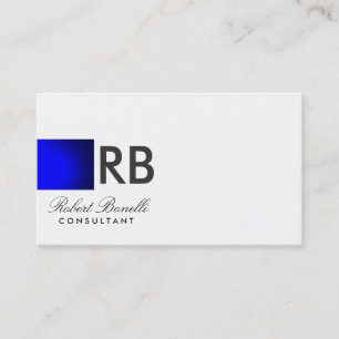 Carte De Visite Monogramme blanc bleu Consultant de script Profess