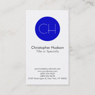Carte de visite Monogramme Blanc Cercle Bleu