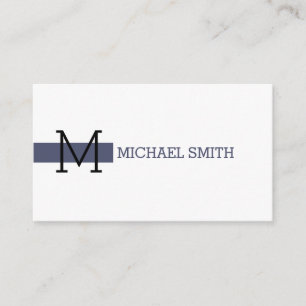 Carte De Visite Monogramme Blanc clair Élégant Indépendance mod