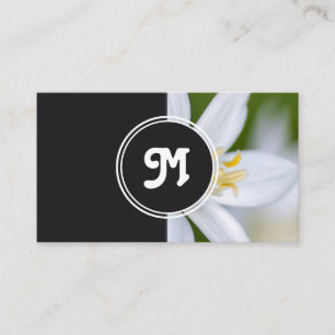 Carte De Visite Monogramme blanc fleuriste wedding planner gris
