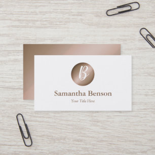 Carte De Visite Monogramme blanc minimaliste Rose moderne