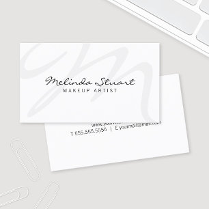 Carte De Visite Monogramme blanc moderne professionnel