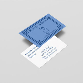 Carte de visite - Monogramme bleu avec bordure con
