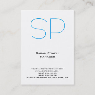 Carte De Visite Monogramme bleu clair simple et tendance