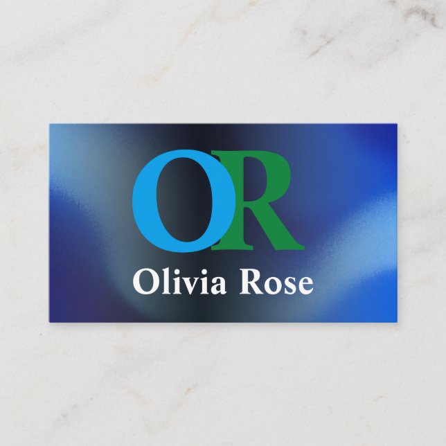 Carte de visite monogramme bleu Construction (Devant)