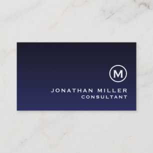 Carte De Visite Monogramme bleu marine minimal