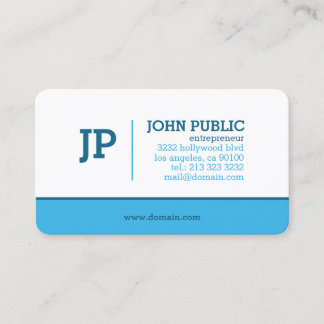 Carte De Visite Monogramme bleu moderne