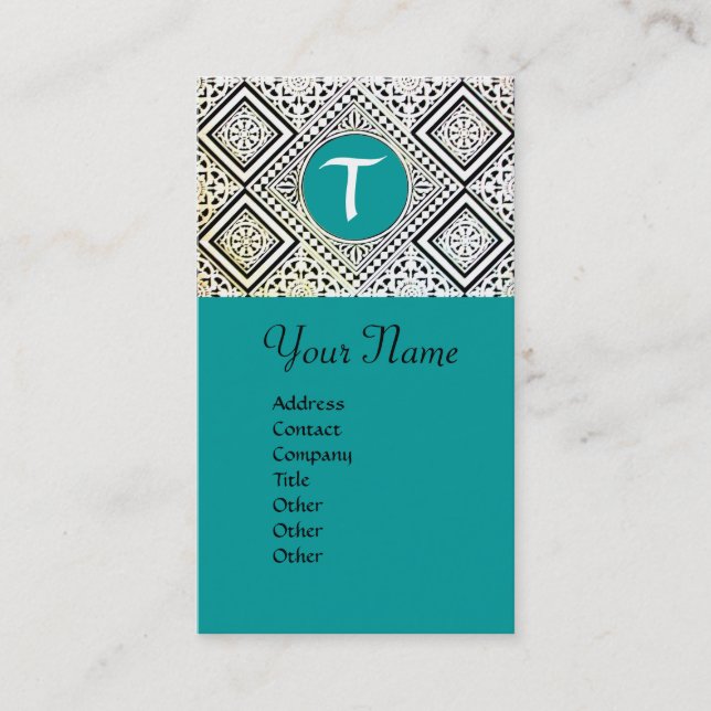 CARTE DE VISITE MONOGRAMME BLEU NOIR ET BLANC ROMAIN DOMMASK (Devant)