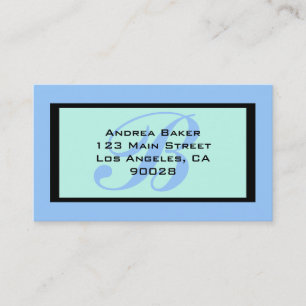 Carte De Visite monogramme bleu turquoise