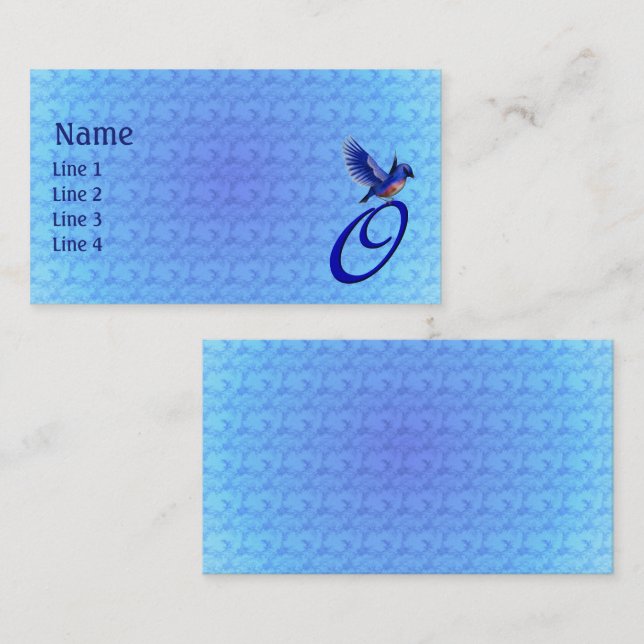 Carte De Visite Monogramme Bluebird Initiale O Élégant (Devant / Derrière)