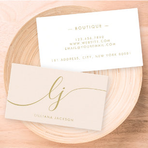 Carte De Visite Monogramme Blush Rose or moderne minimaliste éléga
