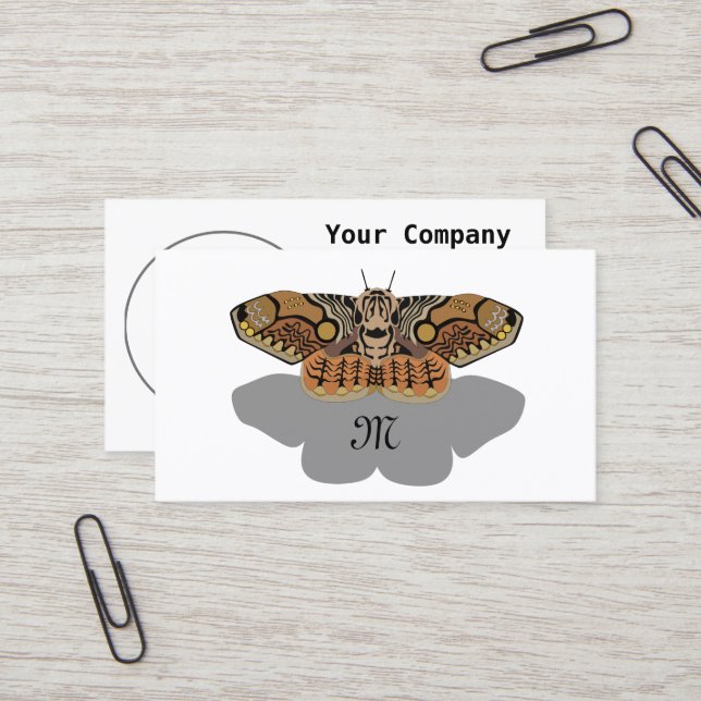 Carte De Visite Monogramme Brahmin Moth (Devant/Arrière en situation)