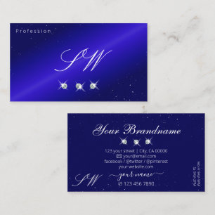 Carte De Visite Monogramme brillant Royal Blue Sparkling Diamonds