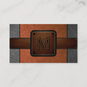 Carte De Visite Monogramme Brown en cuir orange