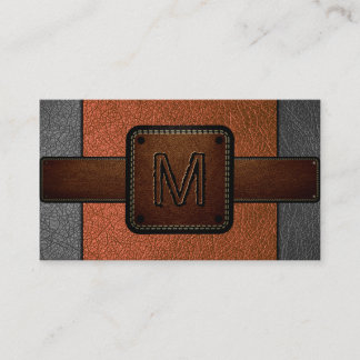 Carte De Visite Monogramme Brown en cuir orange