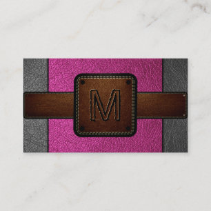 Carte De Visite Monogramme Brown en cuir rose